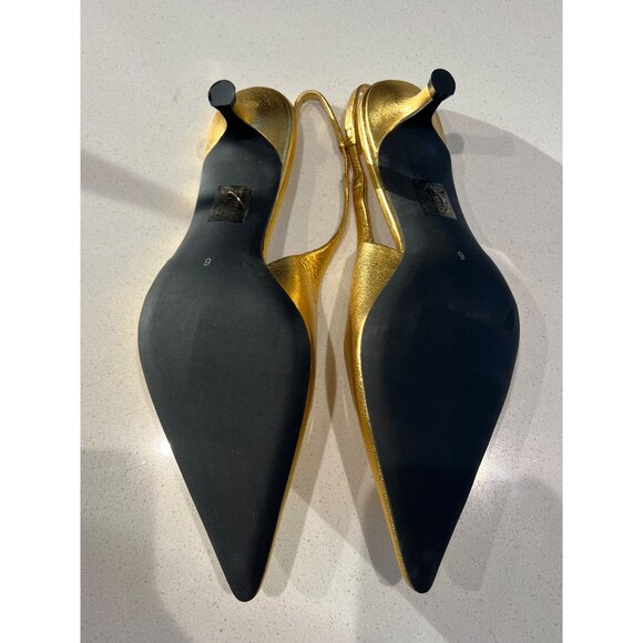 Jeffrey Campbell Persona gold leather Slingback Pump heels size 6 - Picture 6 of 7